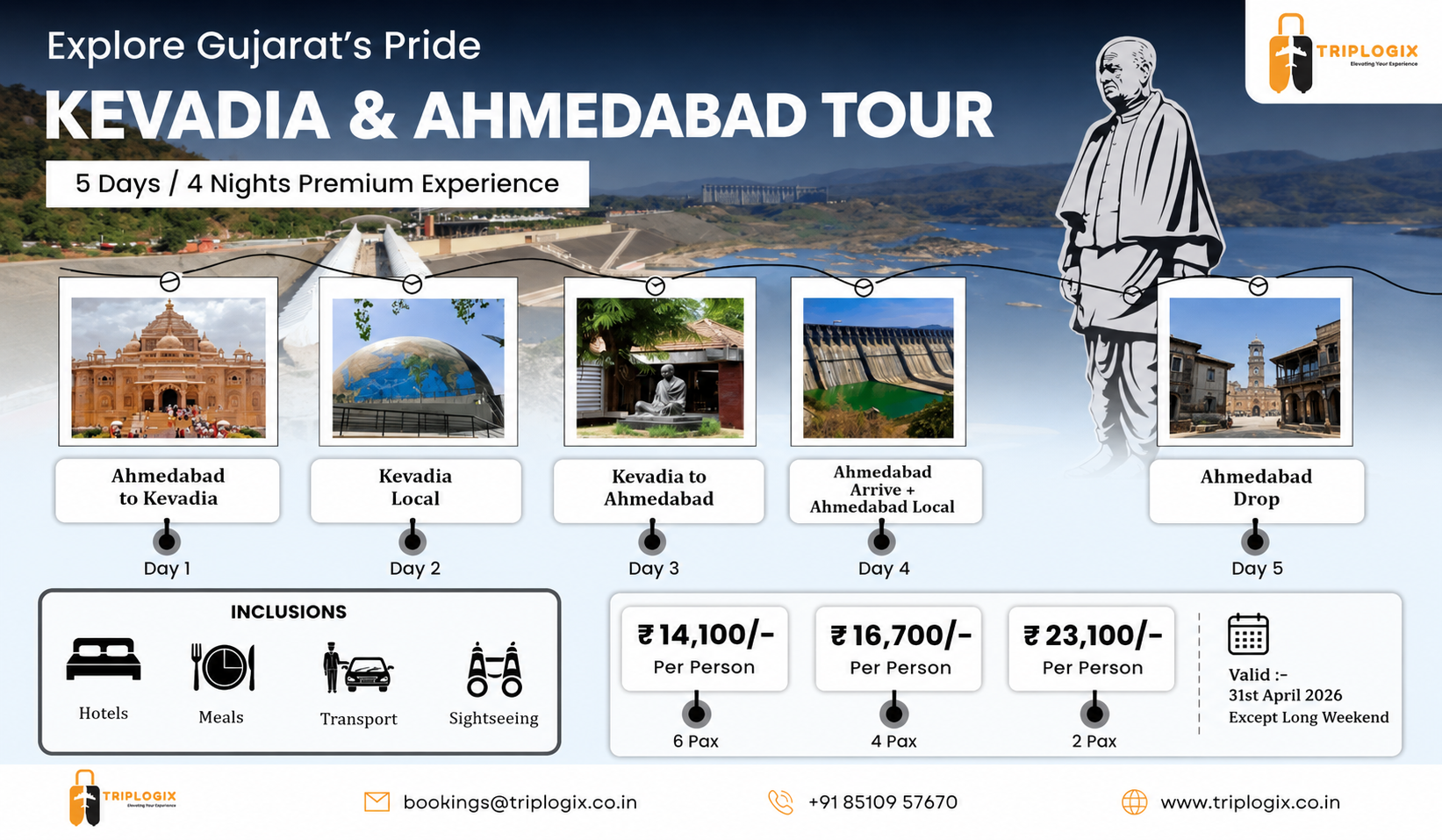 Explore Gujarat's Pride Kevadia & Ahmedabad Tour